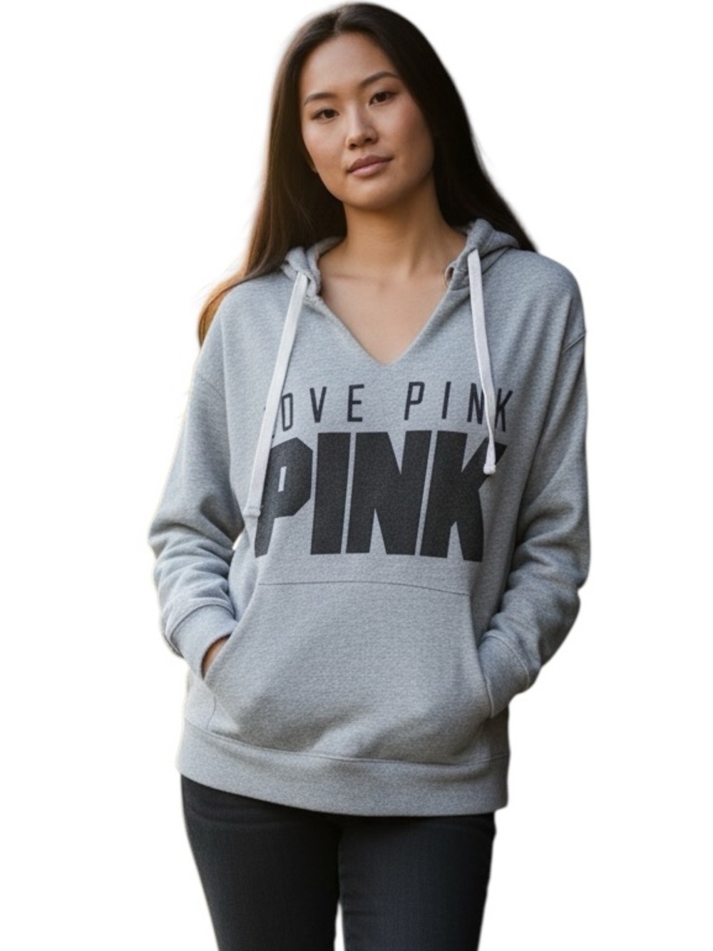 ViCTORIA’S SECRET PINK: Gray Oversized Hooded Sweatshirt -Size Small